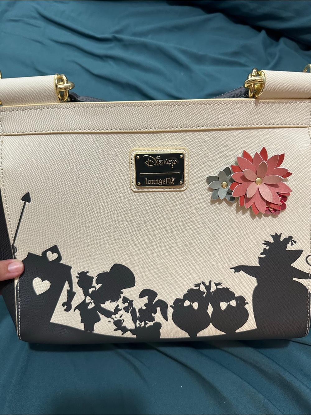 Loungefly Disney Alice in Wonderland Floral Applique Top-Handle Satchel - Picture 2 of 2